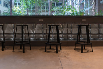 Beautiful modern group set of wooden chairs with countertop for reading and relaxation decoration interior contemporary