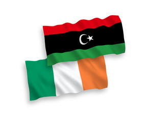 Flags of Ireland and Libya on a white background