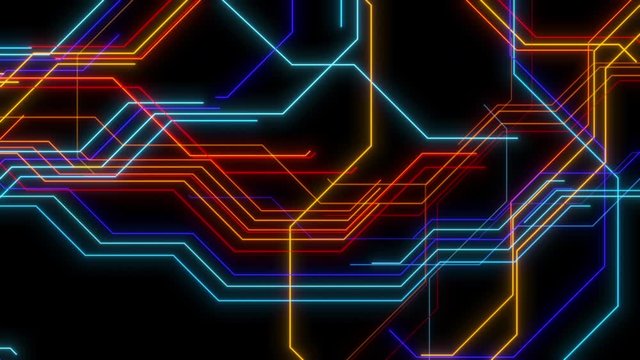 Metro Network Like Colorful Moving Lines Seamless Video Loop