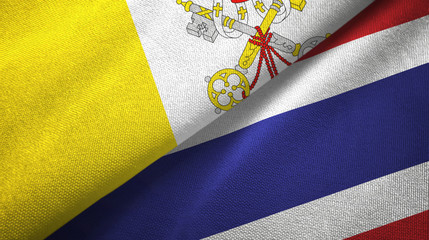 Vatican and Thailand two flags textile cloth, fabric texture