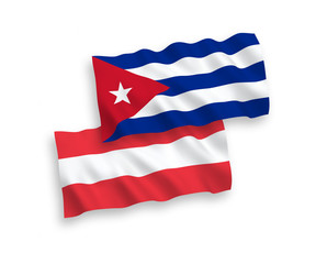 Flags of Austria and Cuba on a white background