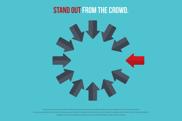 Red Arrow Standing Out From The Crowd, Vector