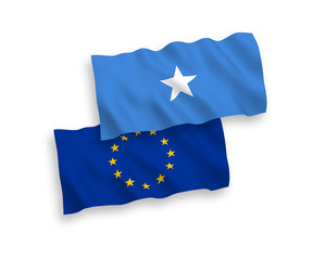 Flags of European Union and Somalia on a white background