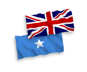 Flags of Great Britain and Somalia on a white background