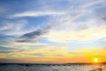 Naklejka na ściany i meble Beach in the tropics at sunset