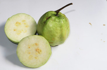 Seedless guava and white background