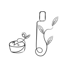 Logo. Natural, environmentally friendly cosmetics, shampoo. Graphic arts.