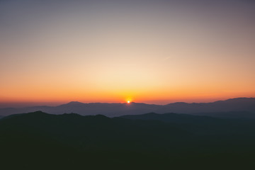 Obraz premium landscape mountains forests sky in the evening