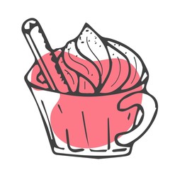 Winter drink minimal vector thin line illustration.  Party in the club. Created for menu designs.