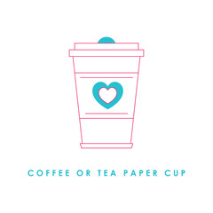  Coffee or tea paper cup with heart symbol