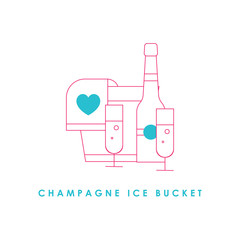  Champagne ice bucket line icon