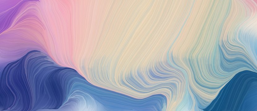 Fototapeta colorful horizontal banner. elegant curvy swirl waves background illustration with pastel gray, teal blue and light slate gray color