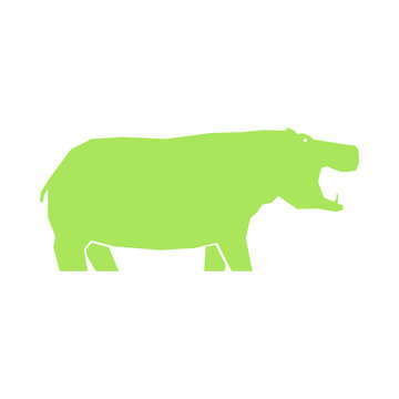 Green hippo isolated on white background, vector illustration