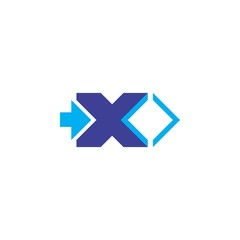XO letter with arrow logo design vector