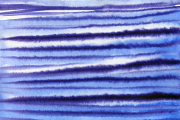 Abstract stripped watercolor texture. Blue hand-painted background
