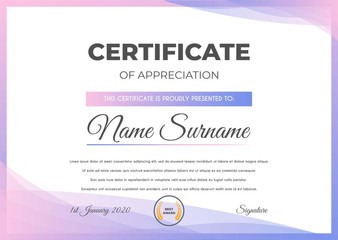 Certificate template with luxury and modern pattern suitable for diploma, conference, and honour. Vector illustration image
