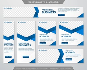set of promotion kit template with simple layout and abstract style design