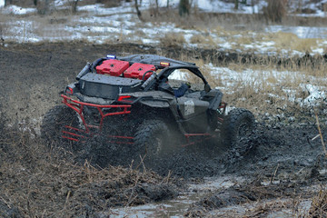 Buggy extreme ride on mud and water