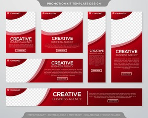 set of promotion kit template with simple layout and abstract style design