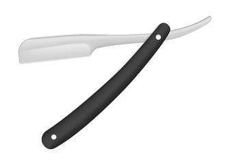 Open straight razor isolated on white background, realistic vector illustration
