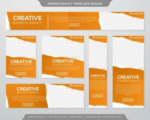 set of promotion kit template with simple layout and abstract style design