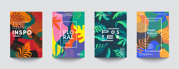 Tropic minimal cover templates. Invitation cards. Eps10 vector. 