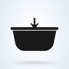 Bathtub with shower. modern icon design illustration.