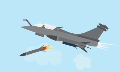 Fototapeta na wymiar Fighter Plane with bombing Missile 