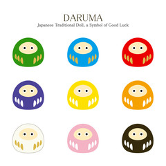日本のだるま人形アイコン・セット２