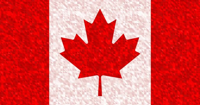 4k Canadian flag - seamless looping shiny animation background. Festive red maple leaf on white grey. Animated luxury premium wallpaper. Sparkle diamond slowly random moving. Crystallic geometric bg