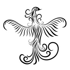 Fototapeta premium graceful bird, pattern with flowing black lines