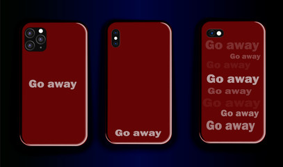 Collection of vector mock up smartphones. Stylish design of creative print smartphone cases. Marsala color and popular lettering - vector design