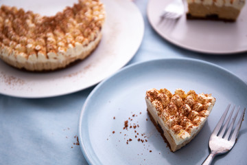 Homemade tiramisu cake, served