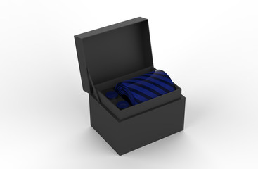 men silk tie and cuff links set for branding. 3d illustration.