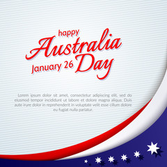 Happy Australia Day banner poster card Australia national flag theme red white curved lines and stars on a blue background Patriotic design template banner for Australia Day and other holidays Vector