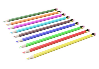 Colorful pencils isolated on white