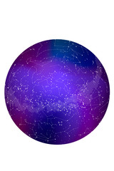 true constellations of the southern hemisphere, star map. Science astronomy, star chart on blue background