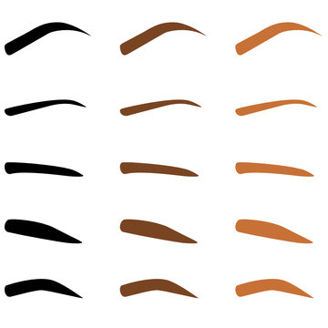 Vector - Set of different Eyebrows In different Shapes and colors. 