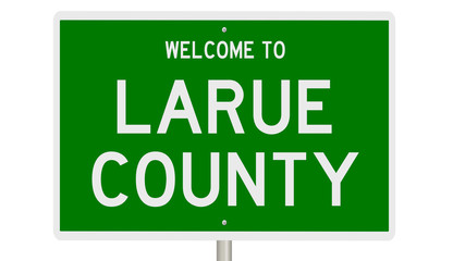 Rendering of a green 3d highway sign for LaRue County