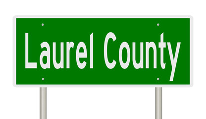 Rendering of a green 3d highway sign for Laurel County