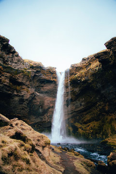 Kvernufoss waterfall in a mountain gorge. The amazing nature of Iceland © SOROKA