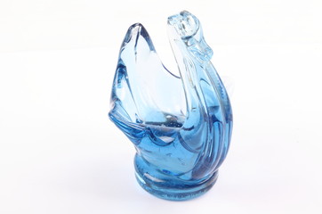 Decorative blue glass vase isolated on white