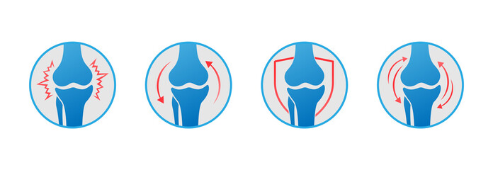 Knee bones vector. Human bone and joint icon set. Rheumatology and traumatology, vector design and illustration.