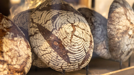 closeup of black bread