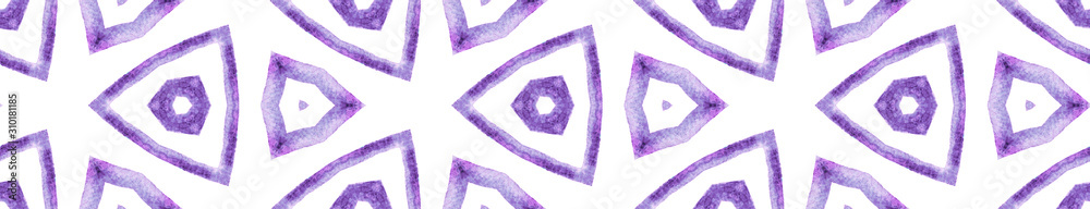 Poster purple kaleidoscope seamless border scroll. geomet