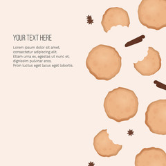 Vector illustration with cookies, cinnamon, anise.