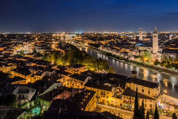 The beautiful city of Verona by night