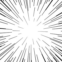 Obraz premium Comic book black and white radial lines background Manga or anime speed texture Superhero action frame Zoom effect Pop art gradient design Explosion vector illustration