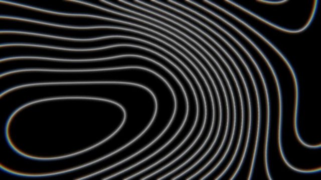 Abstract background with curly lines. Geometric seamless composition with moving striped pattern. Motion topography design. Smooth hypnotic wavy pattern. 3d loop animation. 4K UHD