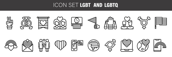 Pride Day . line icons, signs, vector set, outline illustration